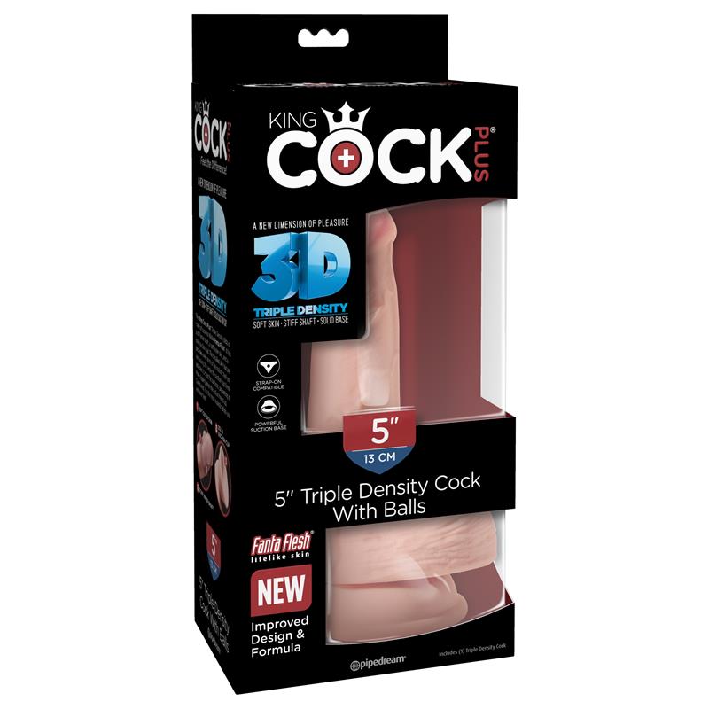 3D Dildo Triple Densidad con Testículos Plus 5 Natural