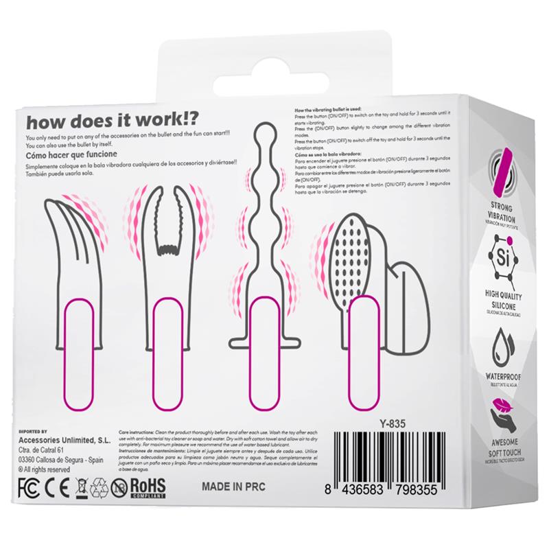 4Fun Bala Vibrador y 4 Fundas USB Impermeable Silicona 3