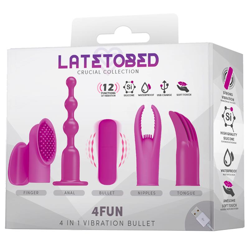 4Fun Bala Vibrador y 4 Fundas USB Impermeable Silicona 2