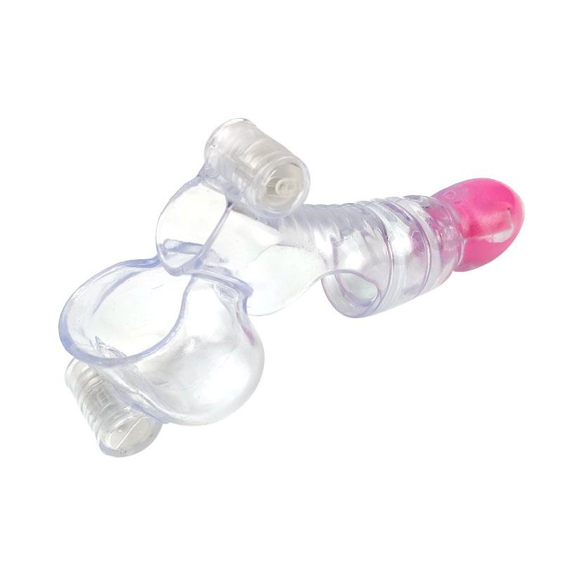 Funda para el Pene y Testículos 3 Balas Vibradoras Transparente, imagen 1