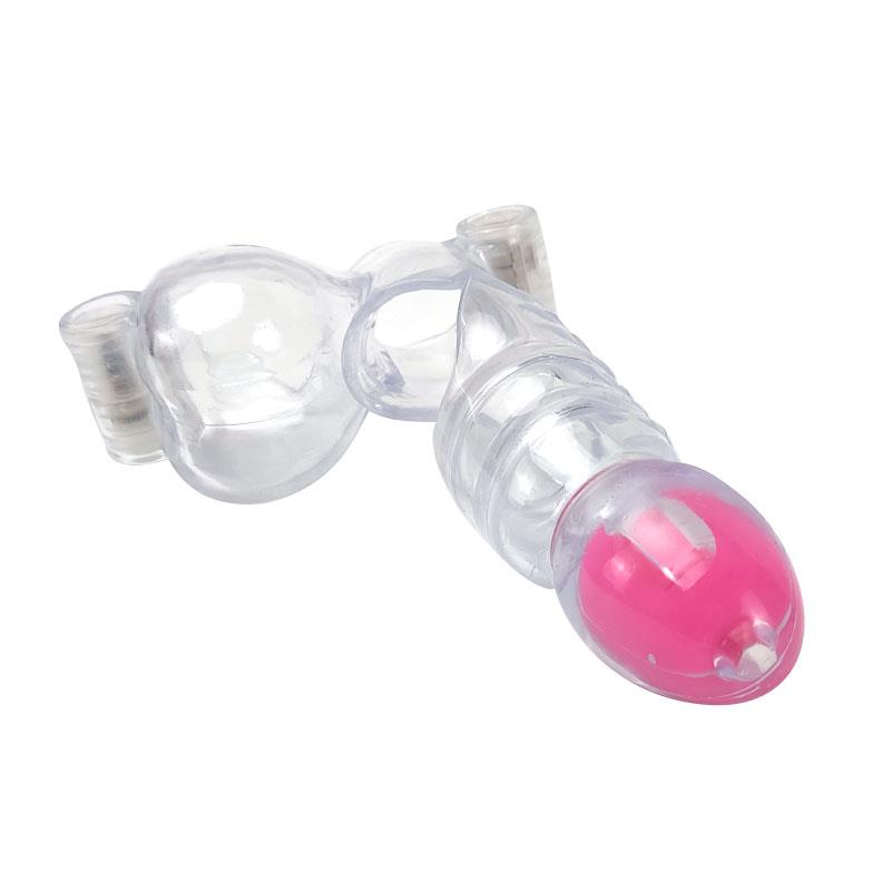 Funda para el Pene y Testículos 3 Balas Vibradoras Transparente, imagen 3