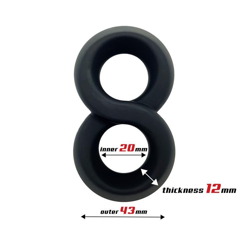 Anillo Doble para el Pene 100% Silicona Líquida 2 cm Negro 2
