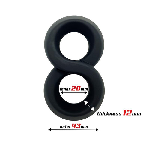 Anillo Doble para el Pene 100% Silicona Líquida 2 cm Negro 2