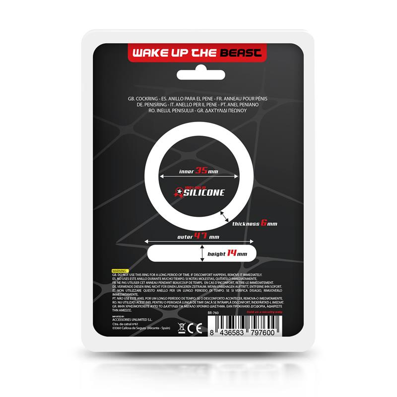 Anillo para el Pene Forma Plana Silicona Sólida 3.5 cm Negro 4