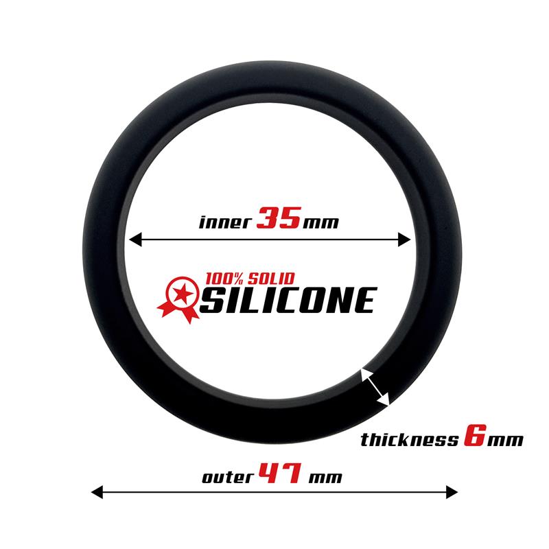 Anillo para el Pene Forma Plana Silicona Sólida 3.5 cm Negro 2