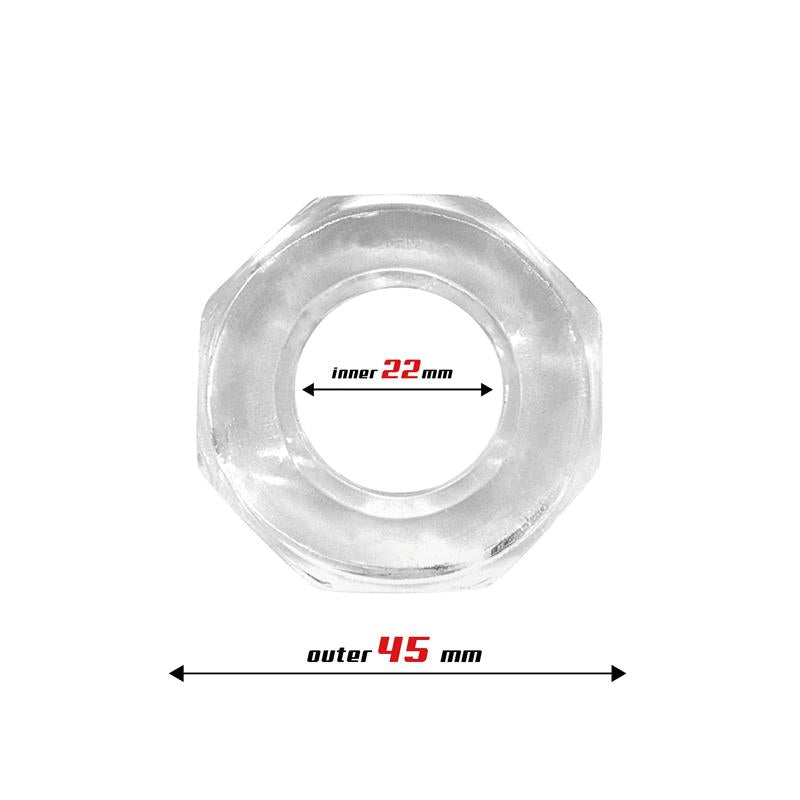Anillo para el Pene Súper Flexible Poligonal 2.2 cm Transparente 2