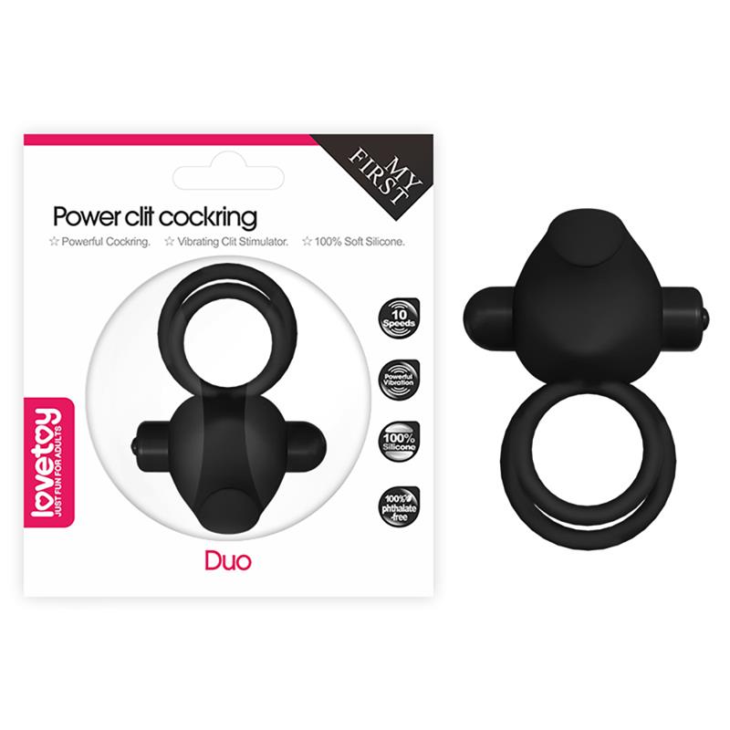 Anillo Vibrador Doble Power Clit Duo Negro 8