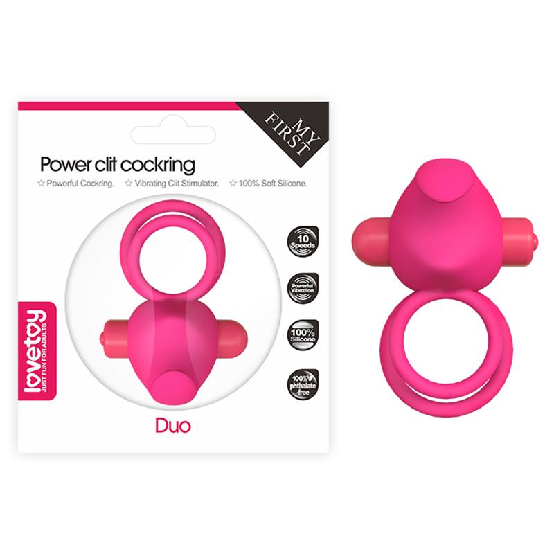 Anillo Vibrador Doble Power Clit Duo Rosa 7
