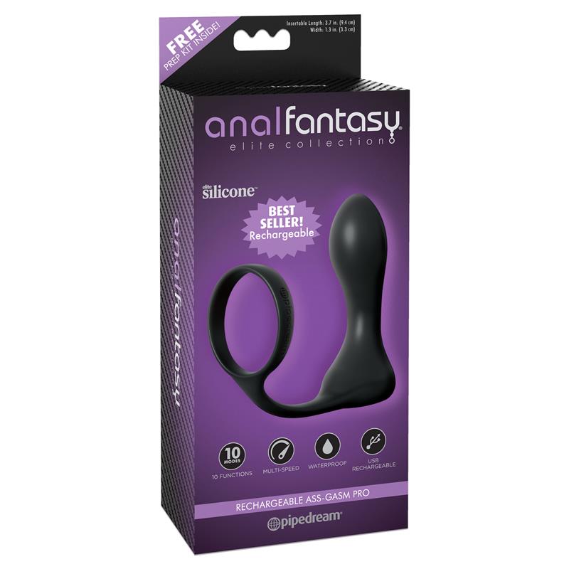 Anillo y Plug Anal con Vibración Negro