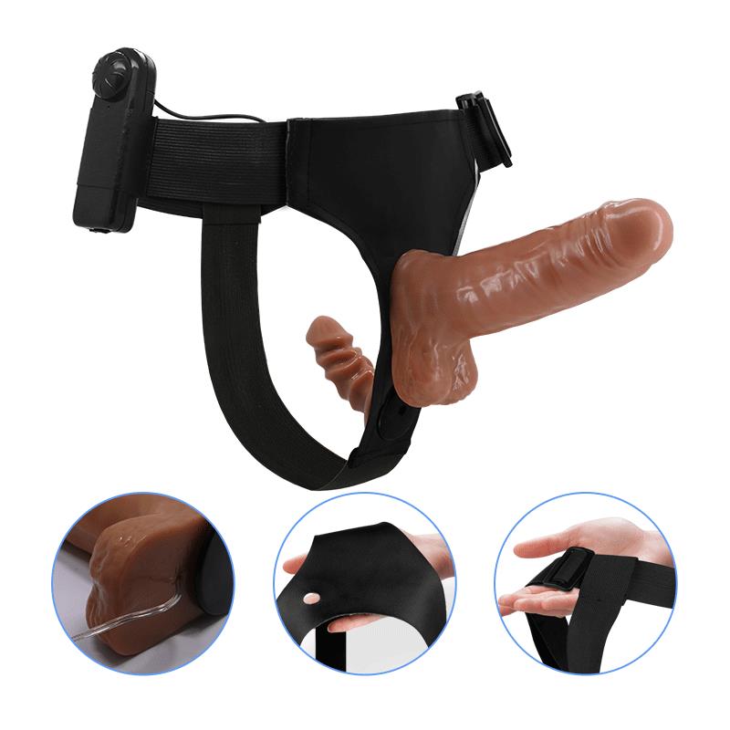 Arnés con Dildo Doble Retractil con Vibración 10