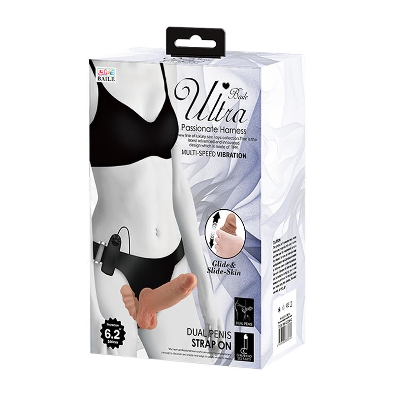 Arnés con Dildo Doble Retractil con Vibración 14
