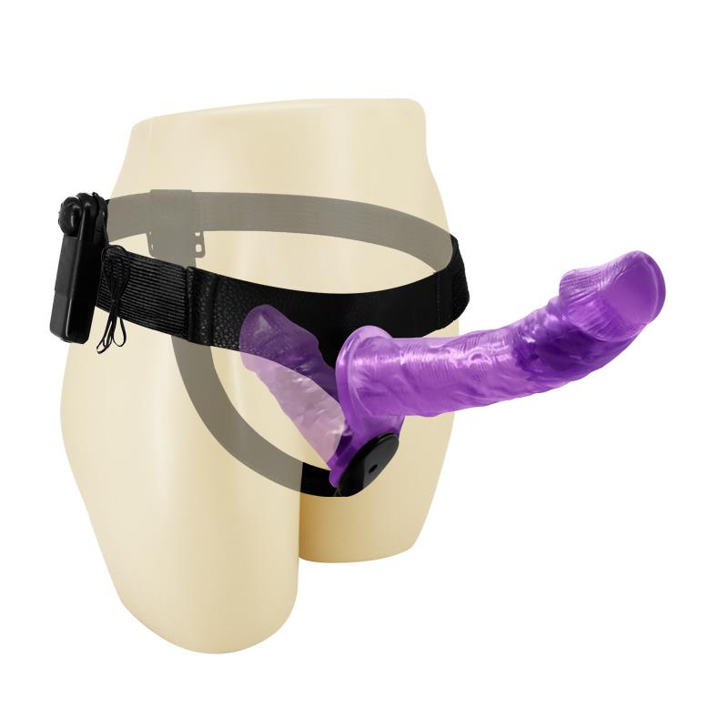 Arnés con Dildo Doble y Vibración Púrpura 4