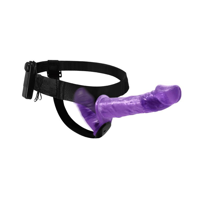 Arnés con Dildo Doble y Vibración Púrpura 2