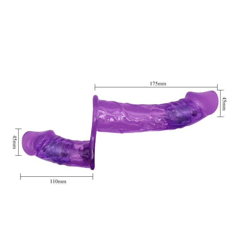 Arnés con Dildo Doble y Vibración Púrpura 8
