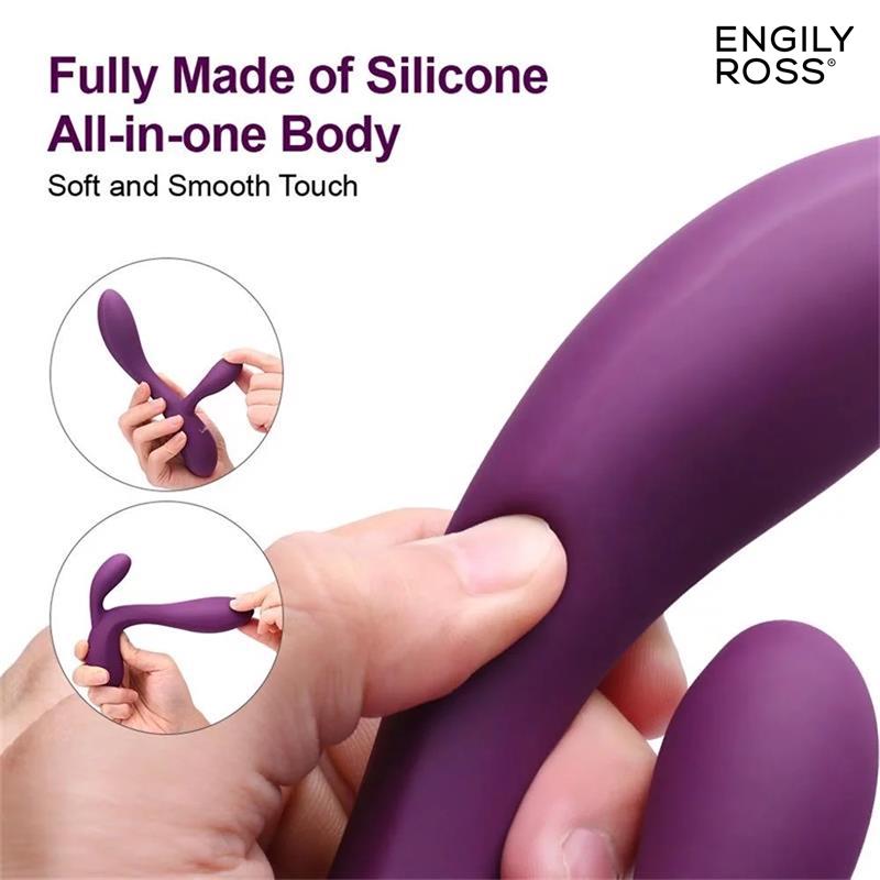 Bacall 3.0 Vibrador Silicona Liquida Inyectada Doble Motor USB Púrpura 8