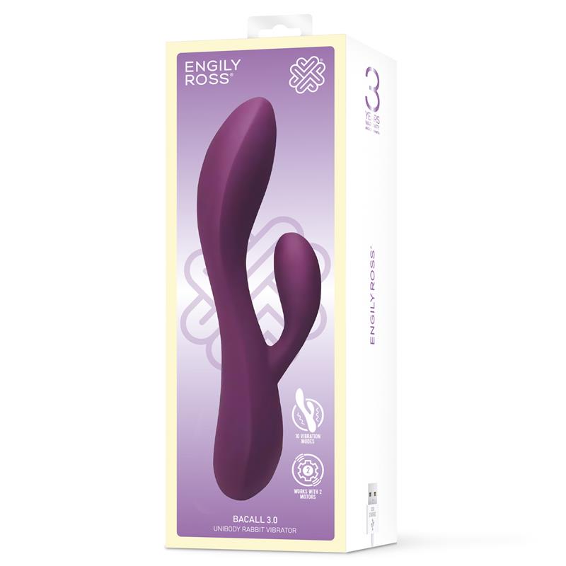 Bacall 3.0 Vibrador Silicona Liquida Inyectada Doble Motor USB Púrpura 2