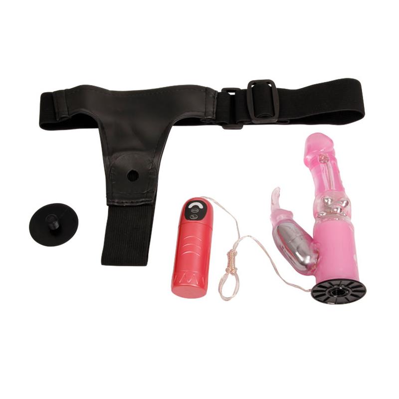 Baile Arnés con Dildo Vibrador Rosa 18 cm 5