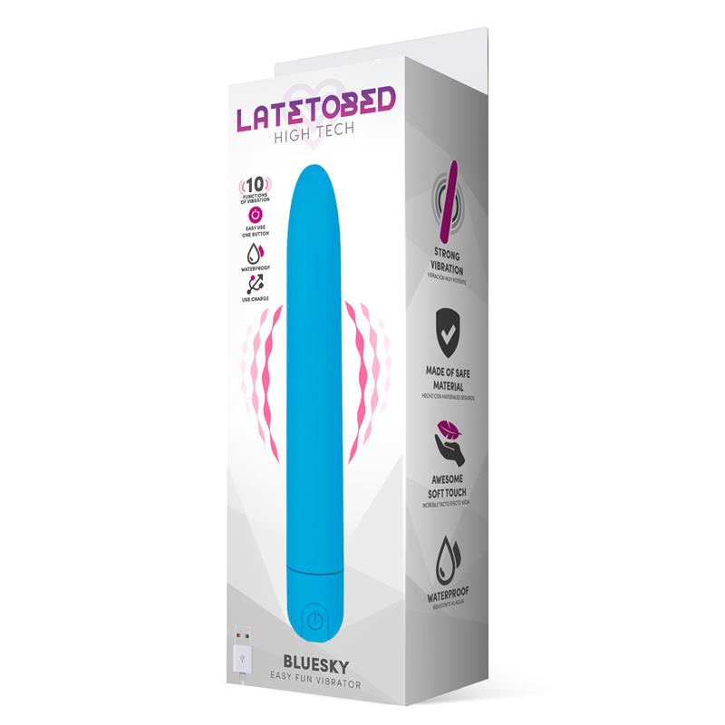 Bluesky Vibrador 10 Funciones 18,5 cm USB Azul Mate 5