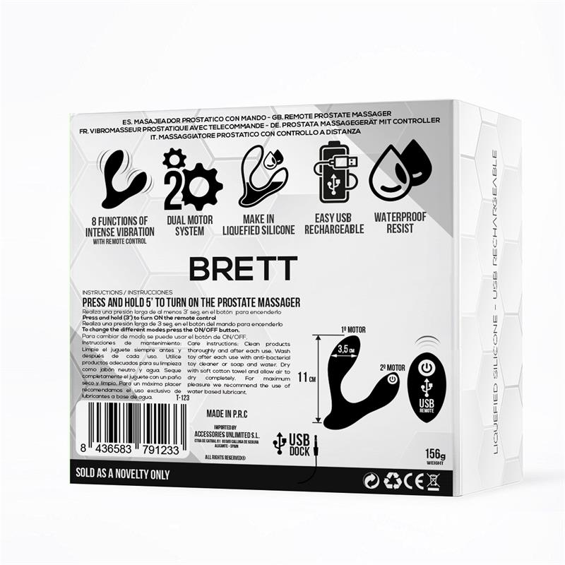 Brett Masajeador Prostático Control Remoto USB Silicona Líquida 3
