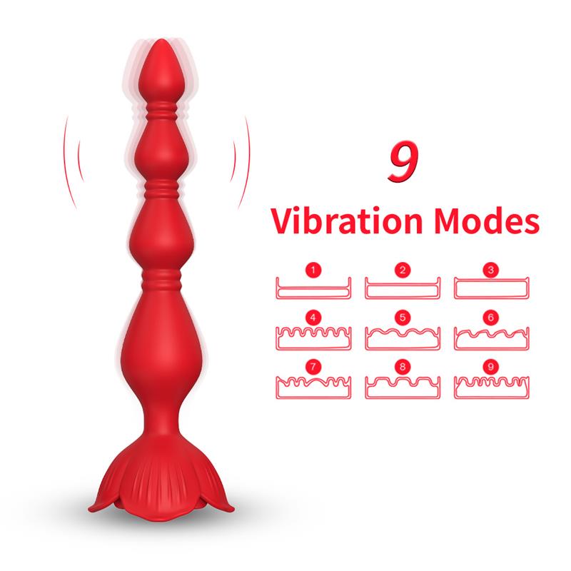 Cadena Anal con Vibración Base de Rosa 5