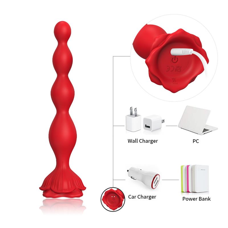 Cadena Anal con Vibración Base de Rosa 11