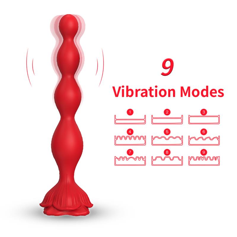 Cadena Anal con Vibración Base de Rosa 5