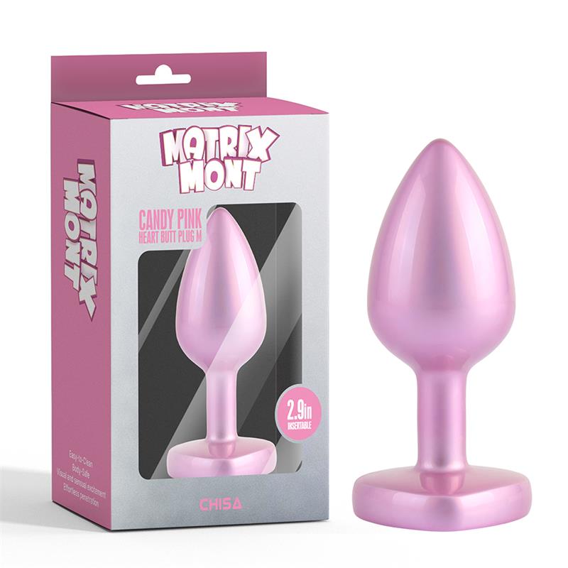 Candy Pink Heart Plug Anal con Joya en la Base Talla M