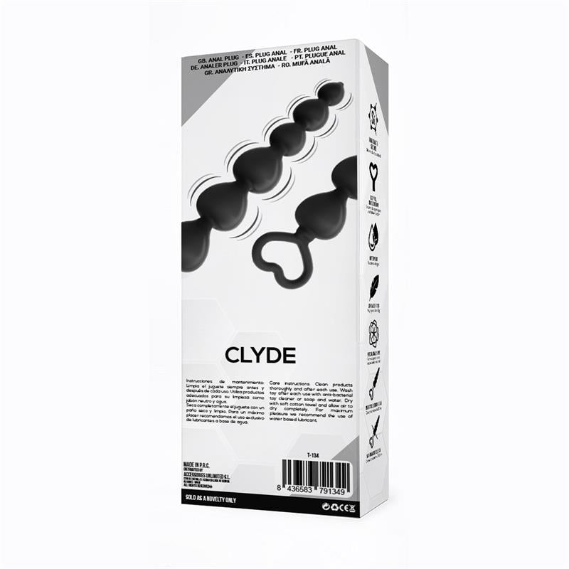 Clyde Plug Anal con Bolas con Aro de Fácil Extracción Silicona Negro 3