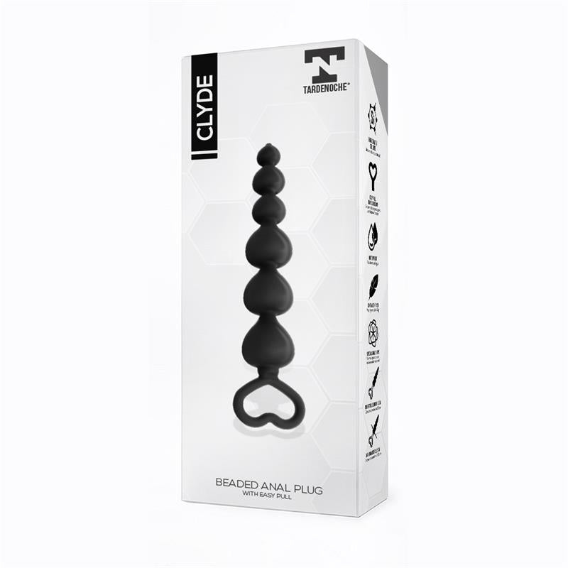 Clyde Plug Anal con Bolas con Aro de Fácil Extracción Silicona Negro 2