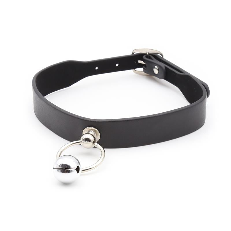 Collar con Aro y Cascabel Negro 2