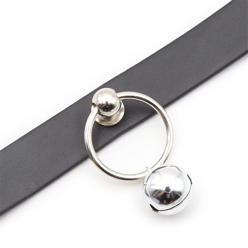 Collar con Aro y Cascabel Negro 3