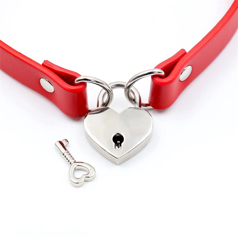 Collar con Candado de Corazón Cuero Vegano Talla Única, imagen 3