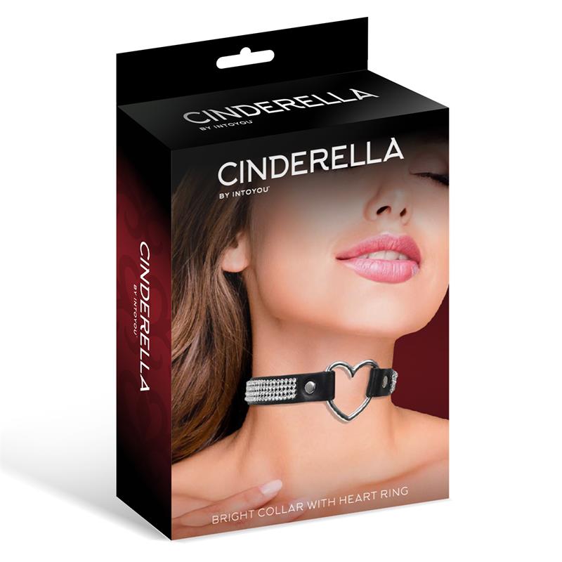 Collar con Corazón y Pedrería Estilo Choker Cuero Vegano Talla Única, imagen 3