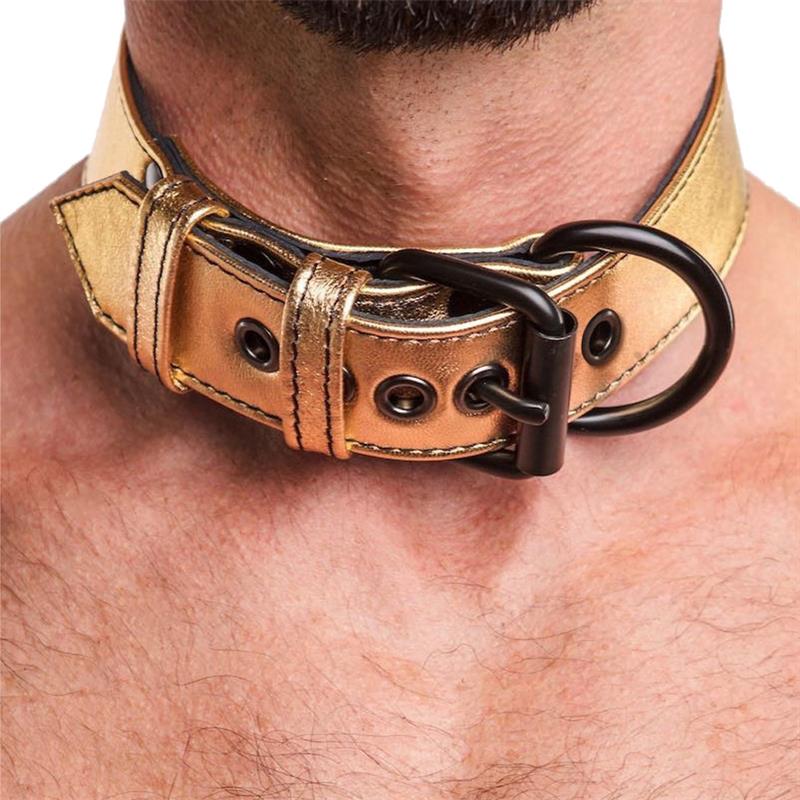 Collar con Correa Bondage Dorado 4
