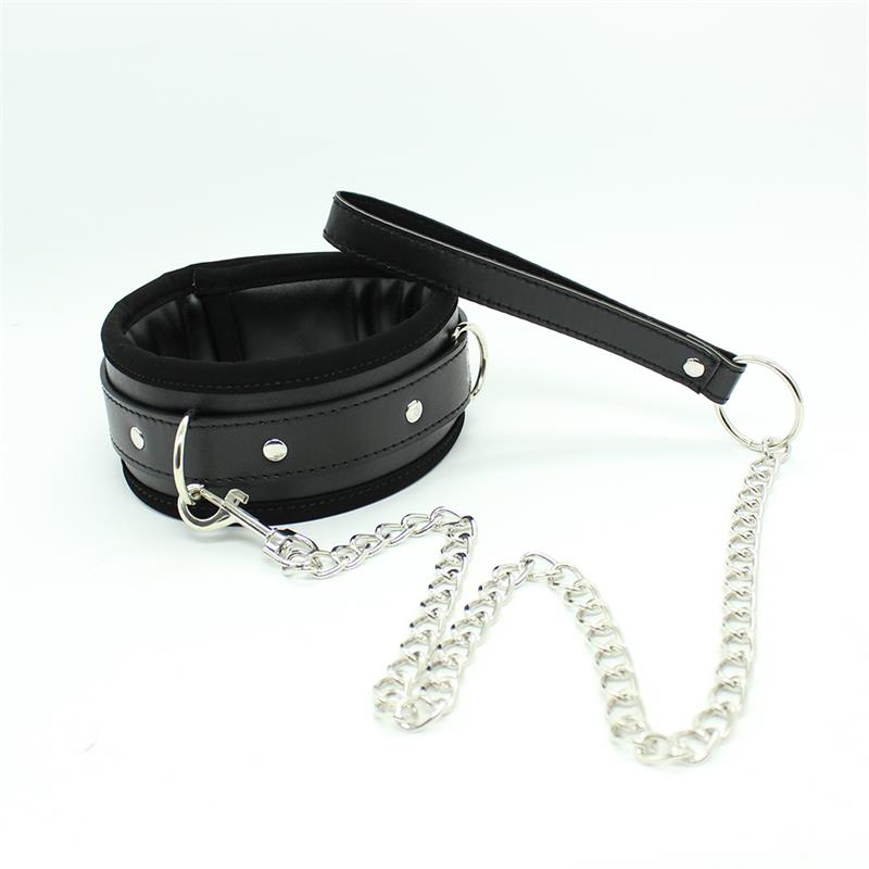 Collar con Correa de Metal e Interior Acolchado Negro 2