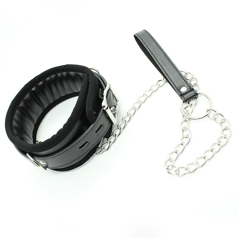 Collar con Correa de Metal e Interior Acolchado Negro 3