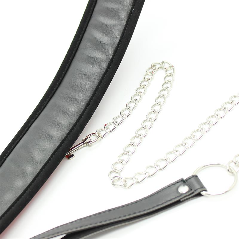 Collar con Correa de Metal e Interior Acolchado Negro 4