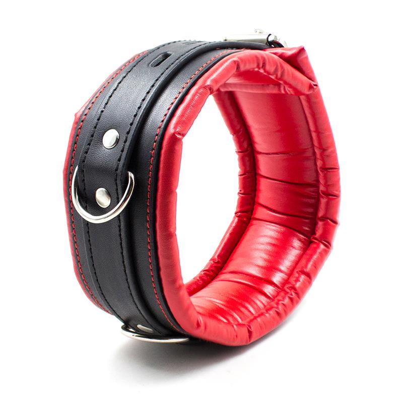 Collar con Correa de Metal e Interior Acolchado Negro/Rojo 2