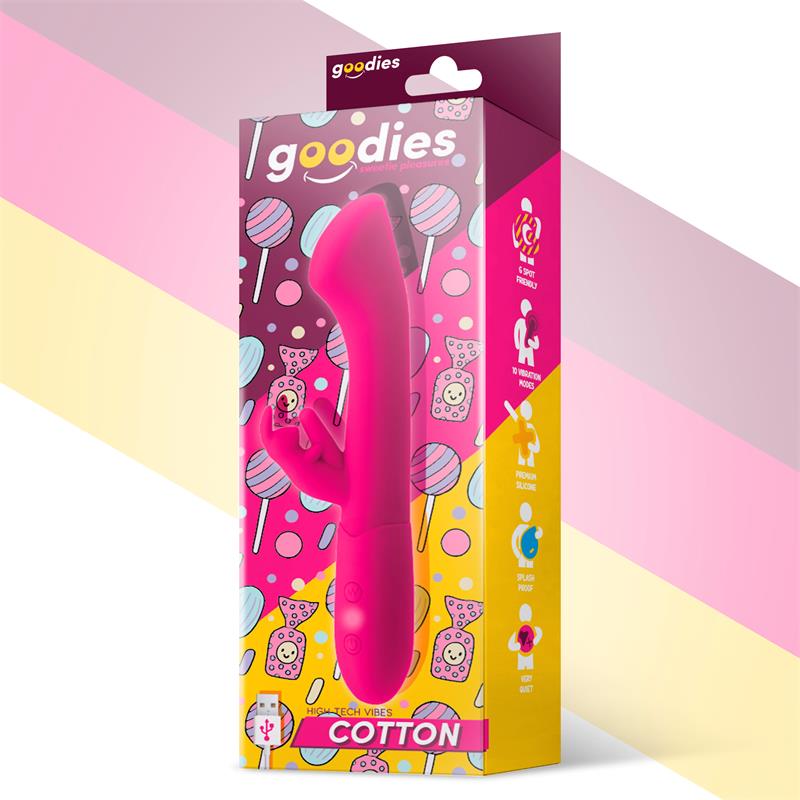 Cotton Vibrador Punto G y Conejito USB Silicona Fuchsia 2