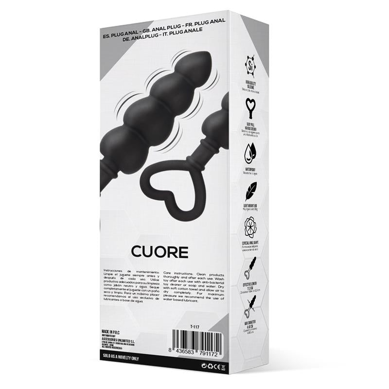 Cuore Plug Anal Silicona Negro 3