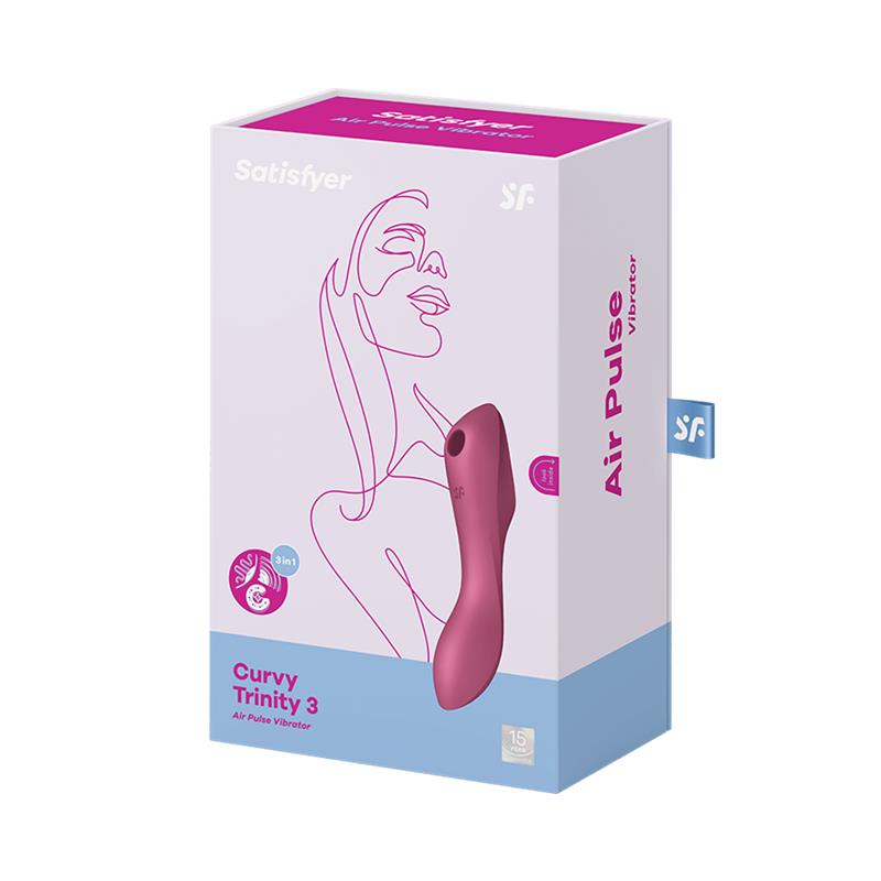Curvy Trinity 3 Vibrador y Succionador Triple Estimulación USB Rojo 4