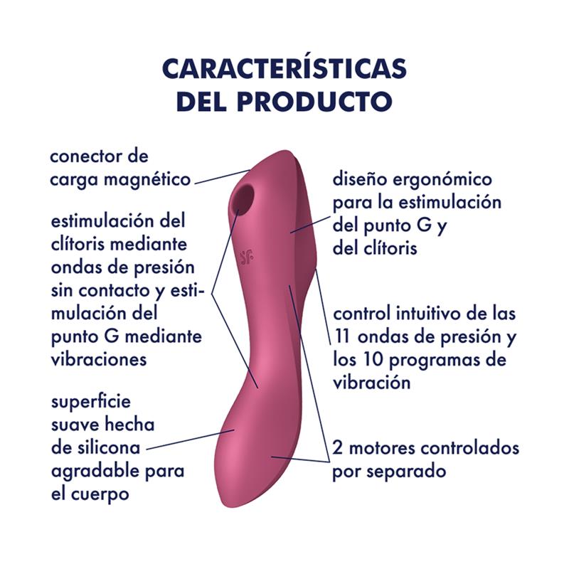 Curvy Trinity 3 Vibrador y Succionador Triple Estimulación USB Rojo 3