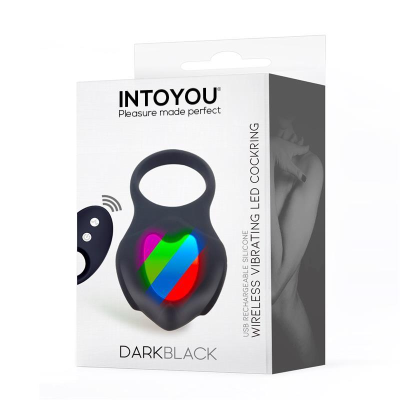 Darkblack Anillo Vibrador con Led Control Remoto USB Silicona 2