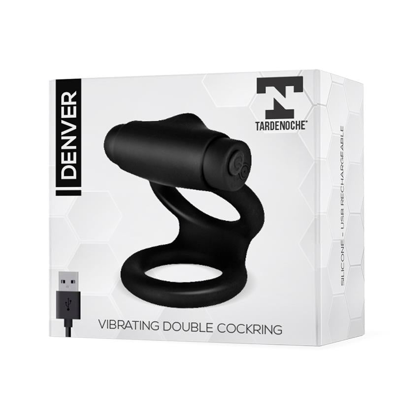 Denver Anillo Doble con Bala Vibradora USB Silicona Negro 2