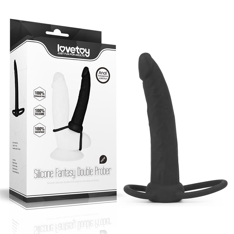 Dildo Anal con Doble Anillo Negro 8