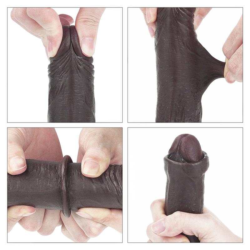 Dildo con Piel Retractil 7 Negro 11