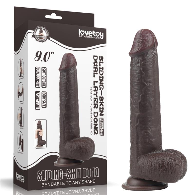 Dildo con Piel Retractil 9 Negro 16