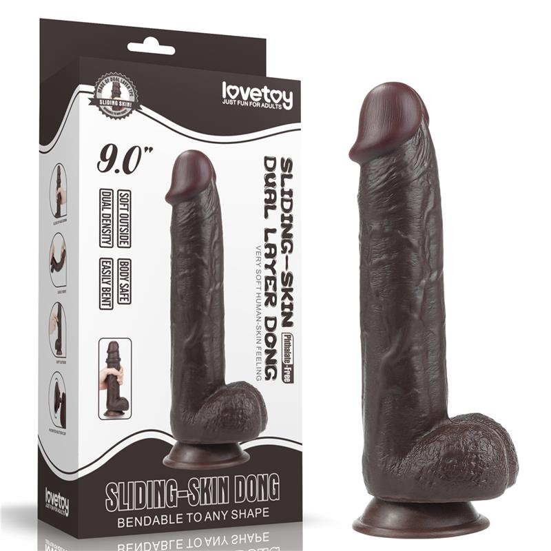 Dildo con Piel Retractil 9 Negro 17