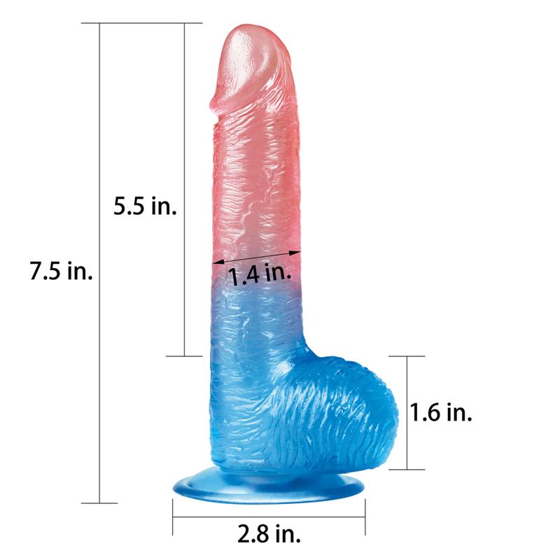 Dildo Dazzle Studs 7.5 Rosa y Azul 2