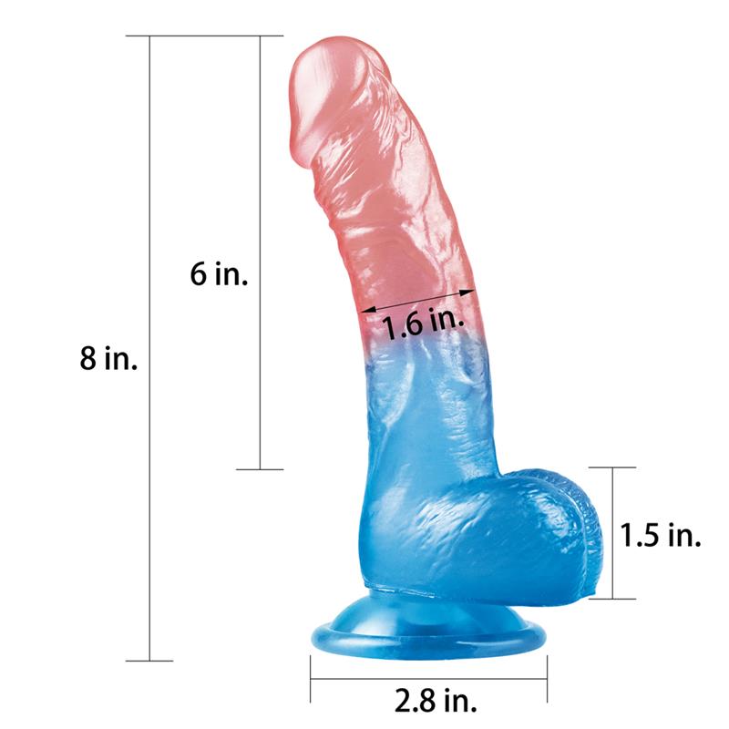 Dildo Dazzle Studs 8 Rosa y Azul 2